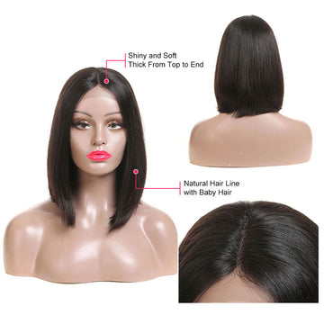 Ali Annabelle Brazilian Quick Weave Short Bob Wigs Straight Lace Front Human Hair Wig